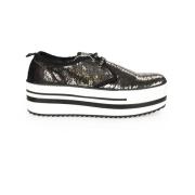 Patrizia Pepe Plattforms Sneakers med Glitterdetaljer Black, Dam