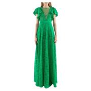 Doris S Bianco Spino Long Dresses Green, Dam