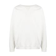 Maison Margiela Premium Bomullssweatshirt med Broderad Logotyp Beige, ...