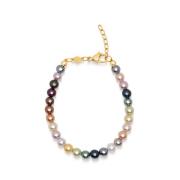 Nialaya Women's Rainbow Pearl Bracelet Multicolor, Dam
