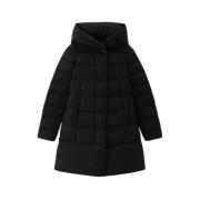 Woolrich Svart quiltad parka med funktionell design Black, Dam