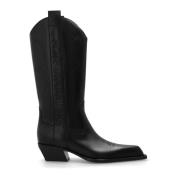 Off White Leather cowboy boots Black, Dam