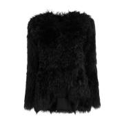 Comme des Garçons Svart Faux-Fur Långärmad Topp Black, Dam