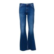 Roy Roger's Flared Denim Jeans med Låg Midja och Tofs Blue, Dam