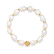 Nialaya Women`s Wristband with Baroque Pearls and Gold Multicolor, Dam