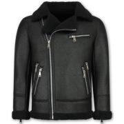 Enos Lammy Coat Jacka för män - Syntetisk läderjacka - Qq510 Black, He...