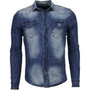 Enos Mörk denimskjorta - Skjortor för män - Dc-2078B Blue, Herr