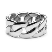Nialaya Men's Silver Chain Ring Gray, Herr