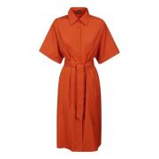 Aspesi Bomull Poplin Skjortklänning med Empire Midja Orange, Dam