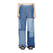 Marine Serre Högmidjade Cargo Jeans Blue, Dam