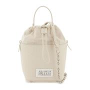 Maison Margiela Hamrat Läder Mini Bucket Bag med Dragsko Stängning Whi...