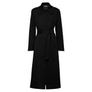 MVP wardrobe Oversized Trench Coat med Krage Black, Dam