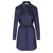 Fendi Silkesklänning med FF-print Blue, Dam