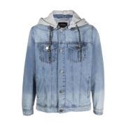 John Richmond Kontrast Logo Denim Huva Jacka Blue, Herr