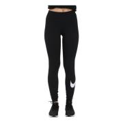 Nike Svarta Swoosh Leggings Black, Dam