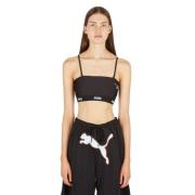 Puma Logo Tape Crop Top Black, Dam