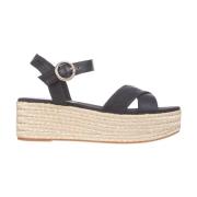 Tommy Hilfiger Th Signature Flatform Sandal Black, Dam