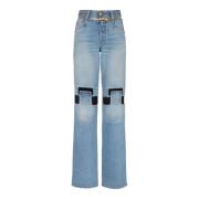 Balmain Jeans med vida ben och teknisk yoke Blue, Dam
