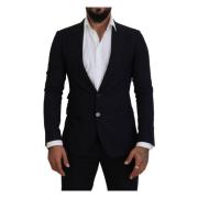 Dolce & Gabbana Svart Ullformell Taormina Blazer Black, Herr