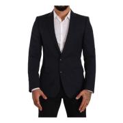 Dolce & Gabbana Mörkblå Enkelknäppt Kappa Martini Blazer Blue, Herr