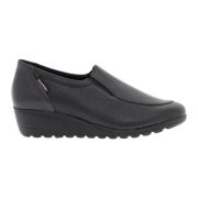 Mephisto Platt sko för kvinnor i läder, tryckt Black, Dam