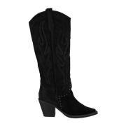 Alma EN Pena Studded Läder Cowboy Stövlar Black, Dam