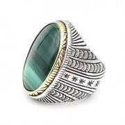 Jalan Jalan 925 Sterling Silver Ring med Oval Malakit Multicolor, Unis...