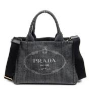 Prada Vintage Pre-owned Canvas totevskor Gray, Dam