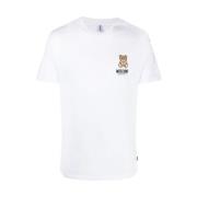 Moschino Vit Stretch Bomull T-Shirt White, Herr
