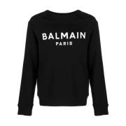 Balmain Svart Tröja med Balmain Paris Logo Black, Herr