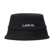 Lanvin Svart Hatt med Broderad Logotyp Black, Dam