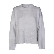 Dondup Dam Crew Neck T-shirt med Sidodelar och Asymmetrisk Design Gray...