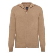 Boggi Milano Cashmere Blend Full Zip Hoodie Sweater Beige, Herr