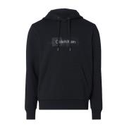 Calvin Klein Randig Logohoodie med Hua för Män Black, Herr