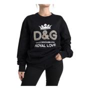 Dolce & Gabbana Svart Kristall Crew Neck Tröja Black, Dam