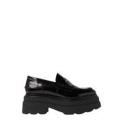 Alexander Wang Platform Loafers med Logo Plaque Black, Dam
