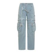 Off White Wide Jeans Blue, Dam