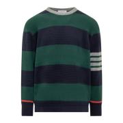 Thom Browne Rugby Stripe Crewneck Sweater Green, Herr