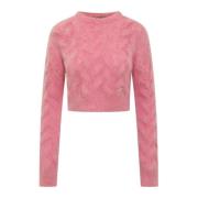 Dsquared2 Mohair 3D Crop Sweater Pink, Dam