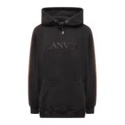 Lanvin Svart Logga Hoodie med Ränder Black, Herr