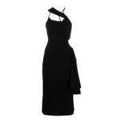 Jacquemus Svart asymmetrisk klänning med draperad detalj Black, Dam