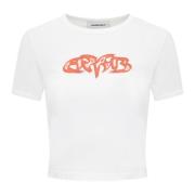 Ambush Vit Crewneck T-shirt med Framsida Tryck White, Dam
