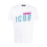 Dsquared2 Grafiskt Tryck Bomull T-Shirt White, Herr