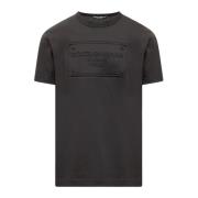 Dolce & Gabbana Kortärmad T-shirt med rund hals och relieflogga Black,...