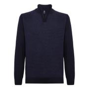 Boggi Milano Cashmere Blend Mock Neck Sweater Blue, Herr