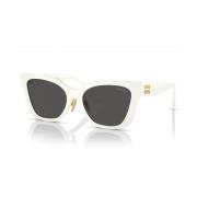 Miu Miu Fyrkantiga solglasögon med vit ram och mörkgråa linser White, ...