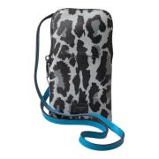 Dolce & Gabbana Leopard Läder Crossbody Telefonväska Gray, Herr