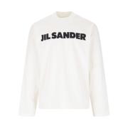 Jil Sander Vit Bomull Logo Sweatshirt White, Herr