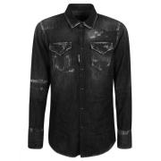 Dsquared2 Klassiska Westernskjortor Svart Black, Herr