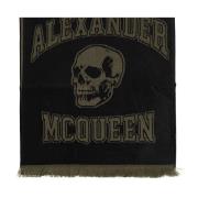 Alexander McQueen Ullhalsduk med logotyp Black, Herr